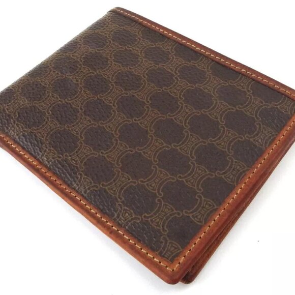 Celine Bi -fold Wallet Macadam Beige PVC x Leather Authentic USED - Picture 2 of 10